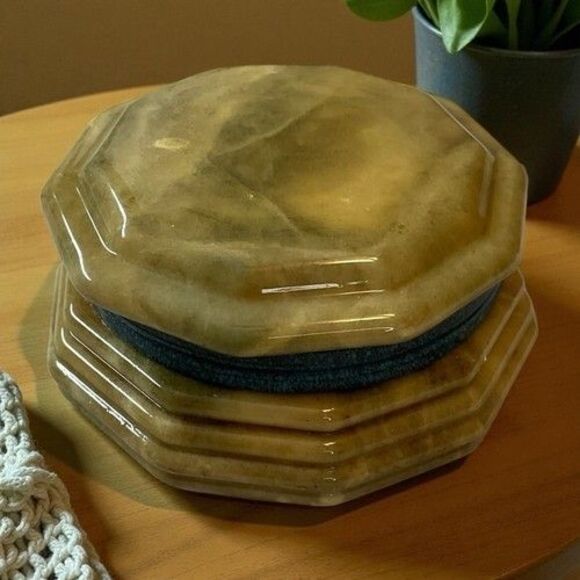 VTG Green Hand Carved Genuine Alabaster Jewelry Pill Hinged Trinket Box Italy - Picture 7 of 10